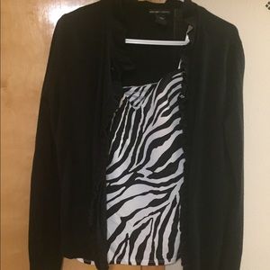 Black Cardigan Zebra Camisole